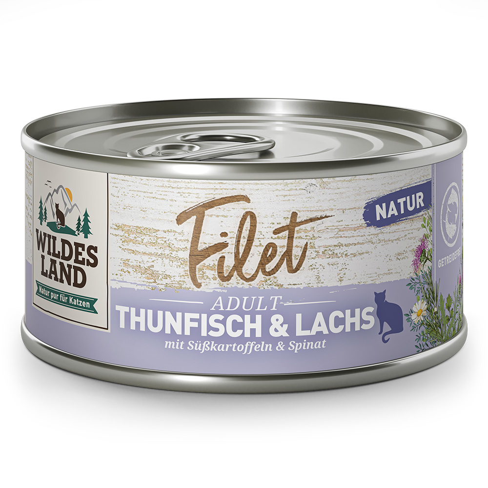 Wildes Land Filet Thunfisch & Lachs mit Süßkartoffeln & Spinat