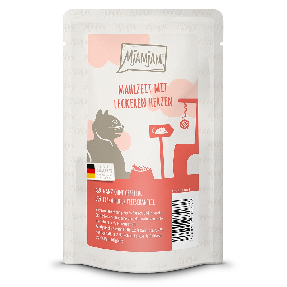 MjAMjAM Cat Quetschie Mahlzeit mit leckeren Herzen