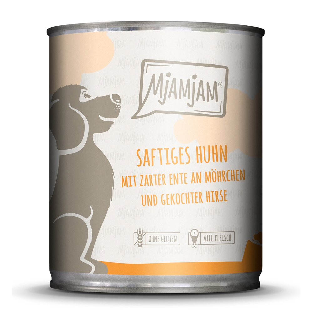 MjAMjAM Dog Saftiges Huhn mit zarter Ente und Möhrchen & gekochter Hirse