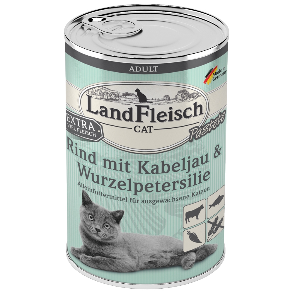 LandFleisch Cat Pastete Rind, Kabeljau & Wurzelpetersilie