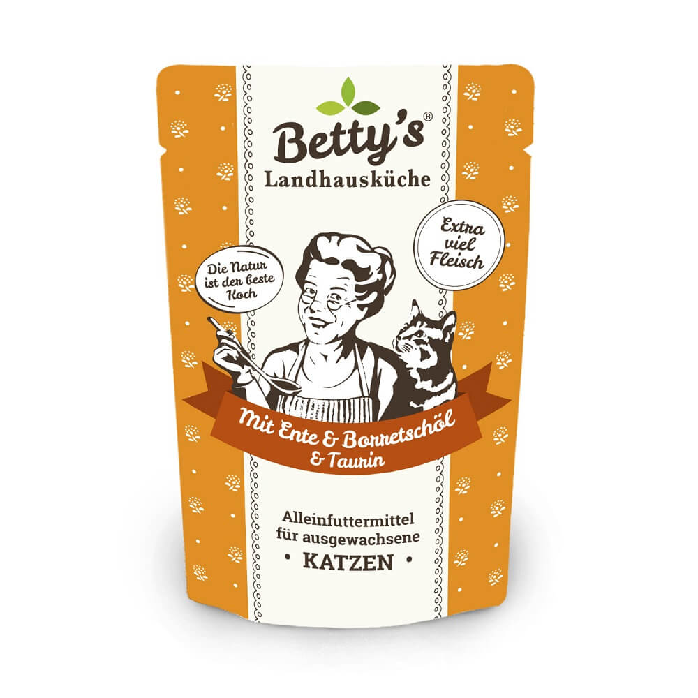 Betty´s Landhausküche Frischebeutel Katze mit Ente & Borretschöl 100 g 
