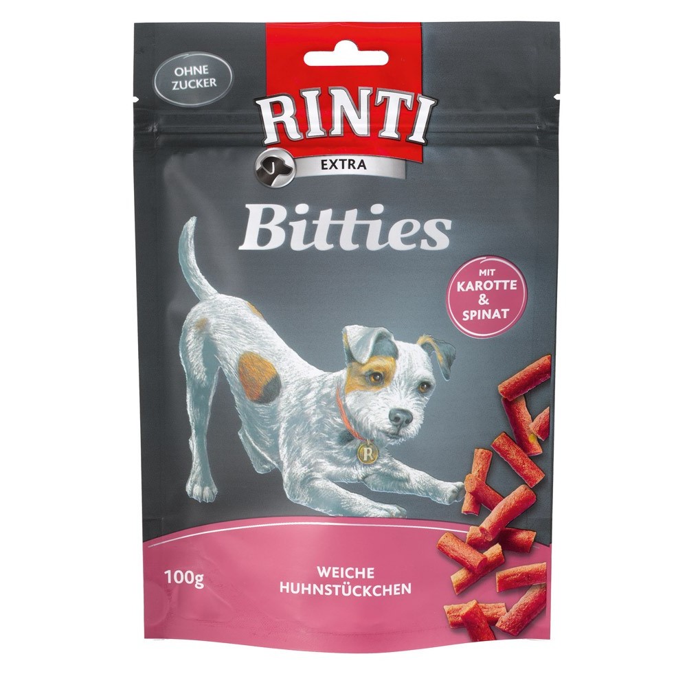 Rinti Bitties Weiche Huhnstückchen mit Karotte & Spinat 100g