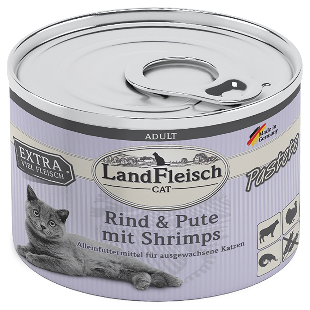LandFleisch Cat Pastete Rind, Pute & Shrimps