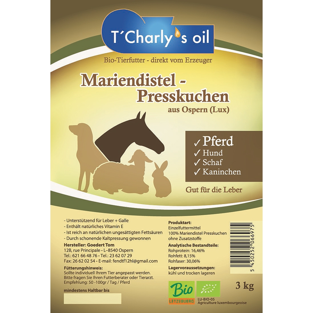 T'Charly's Oil - Mariendistel-Presskuchen 3kg
