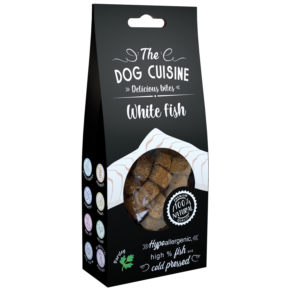 Global Pet Brands The Dog Cuisine Delicious Bites Weißfisch & Petersilie 100g