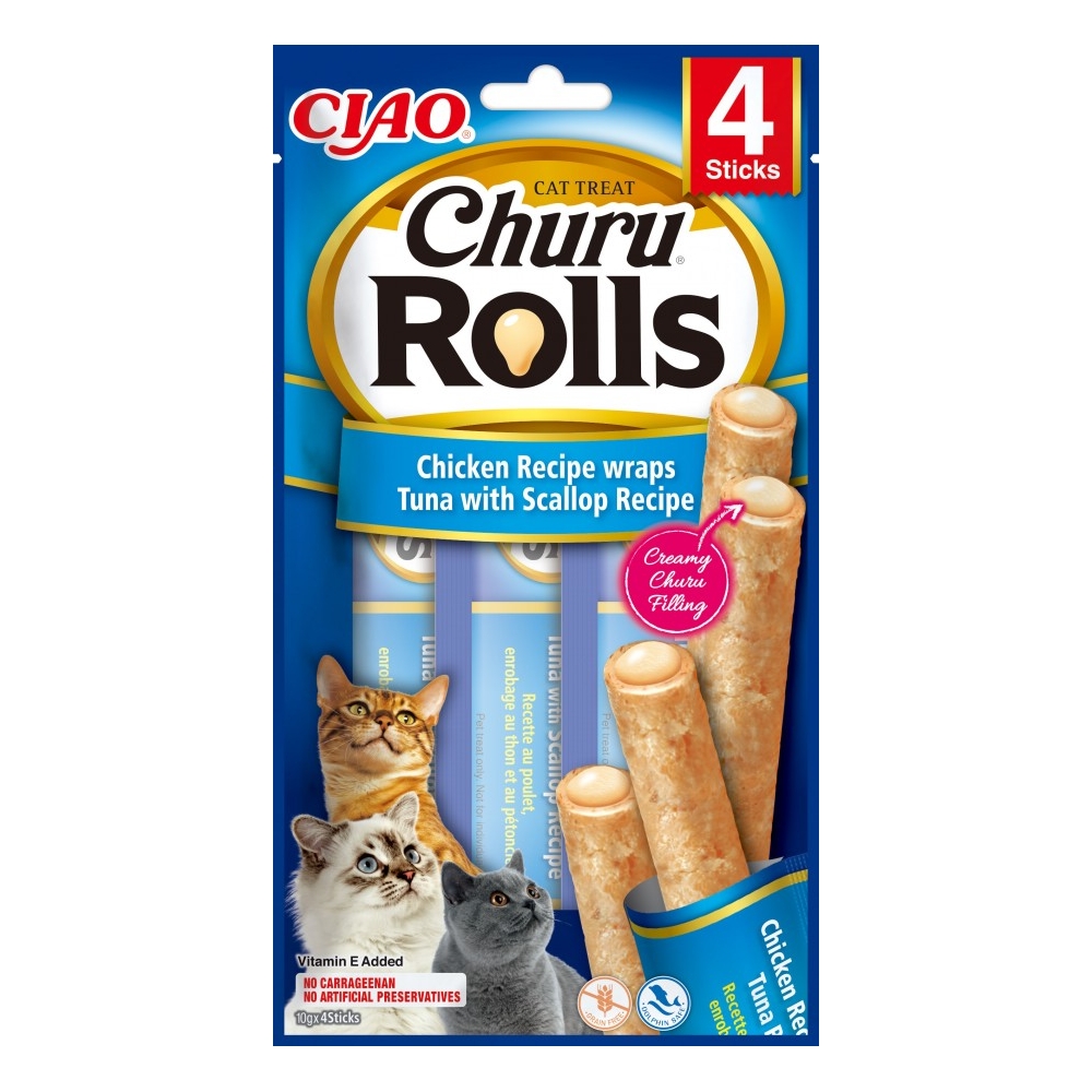 Inabo Ciao Churu Rolls Cat Chicken Recipe wraps Tuna with Scallop