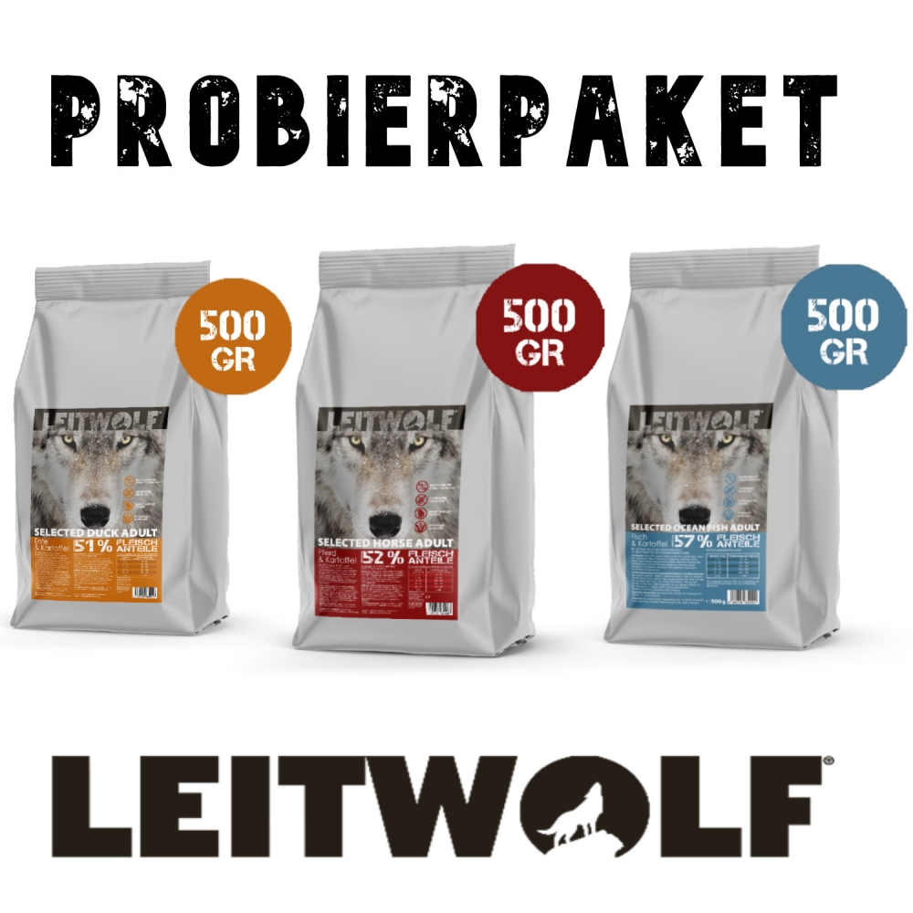Leitwolf Selected 3x 500g Probierpaket Pferd/Ente/Fisch