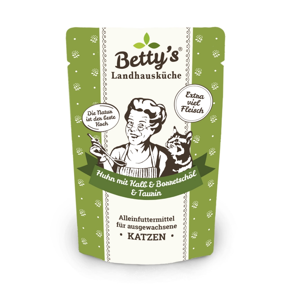 Betty's Cat Landhausküche Frischebeutel Huhn, Kalb & Borretschöl 100g