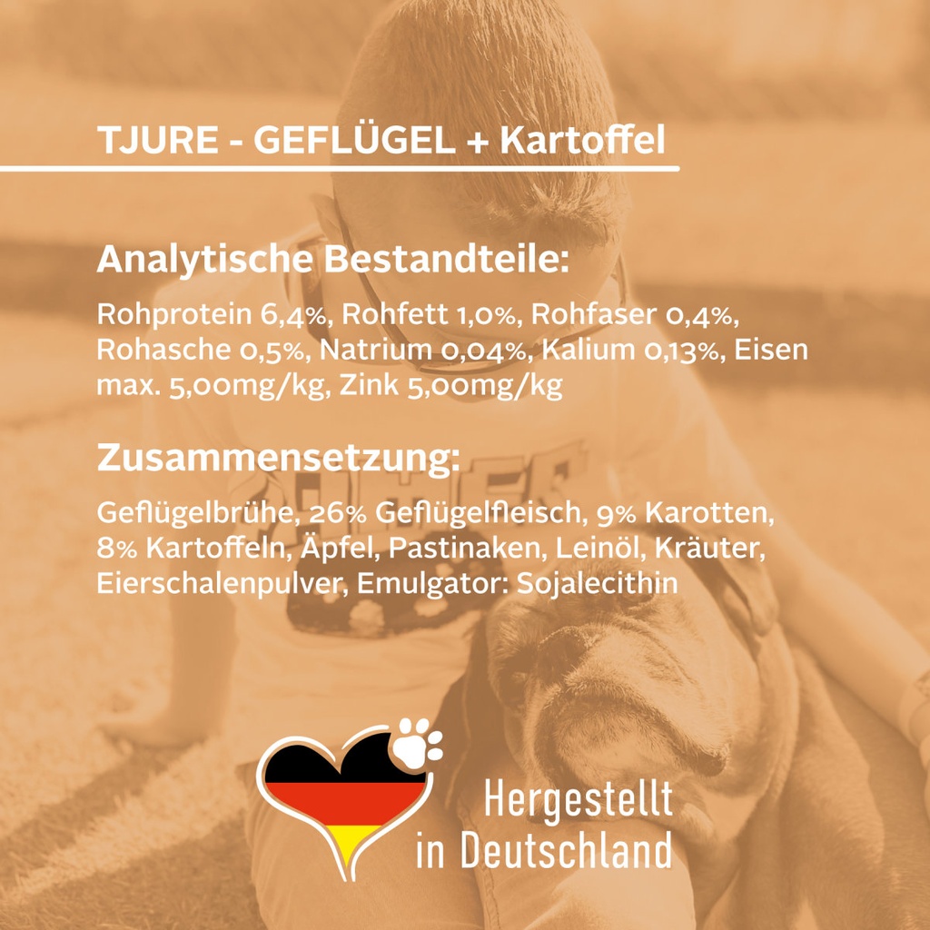 Tjure Hund Geflügel und Kartoffel