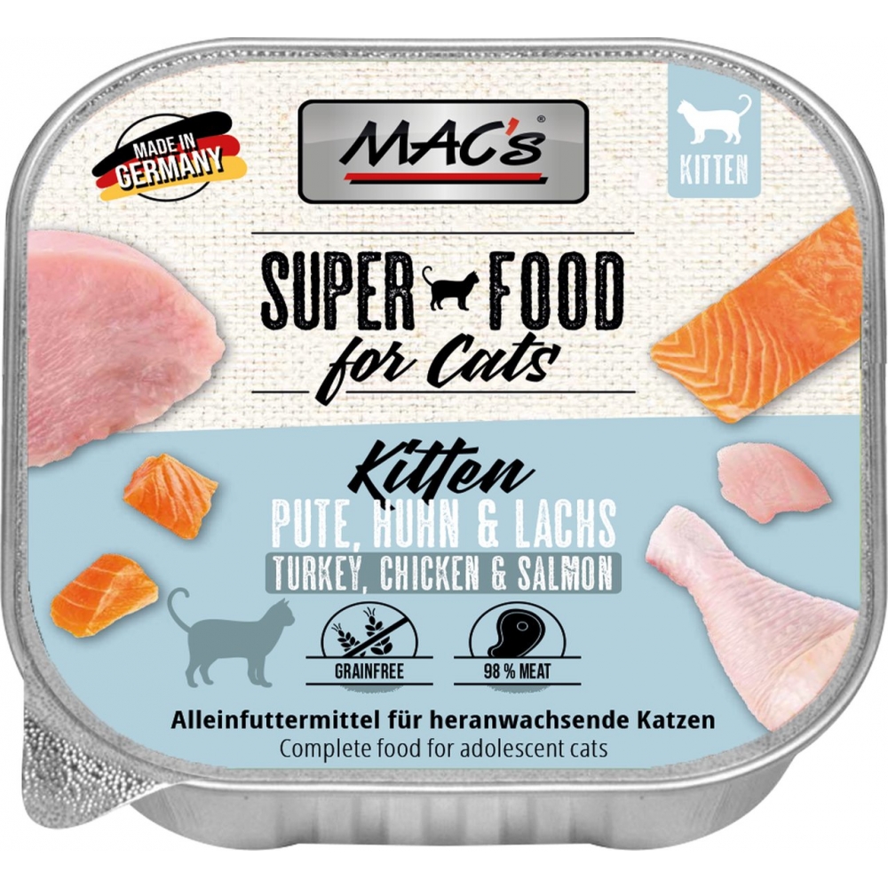 MAC's Cat Kitten Turkey, Chicken & Salmon 100g