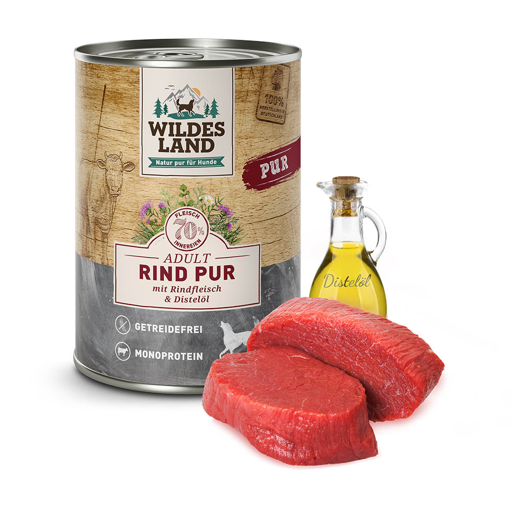 Wildes Land Rind PUR mit Distelöl HUND