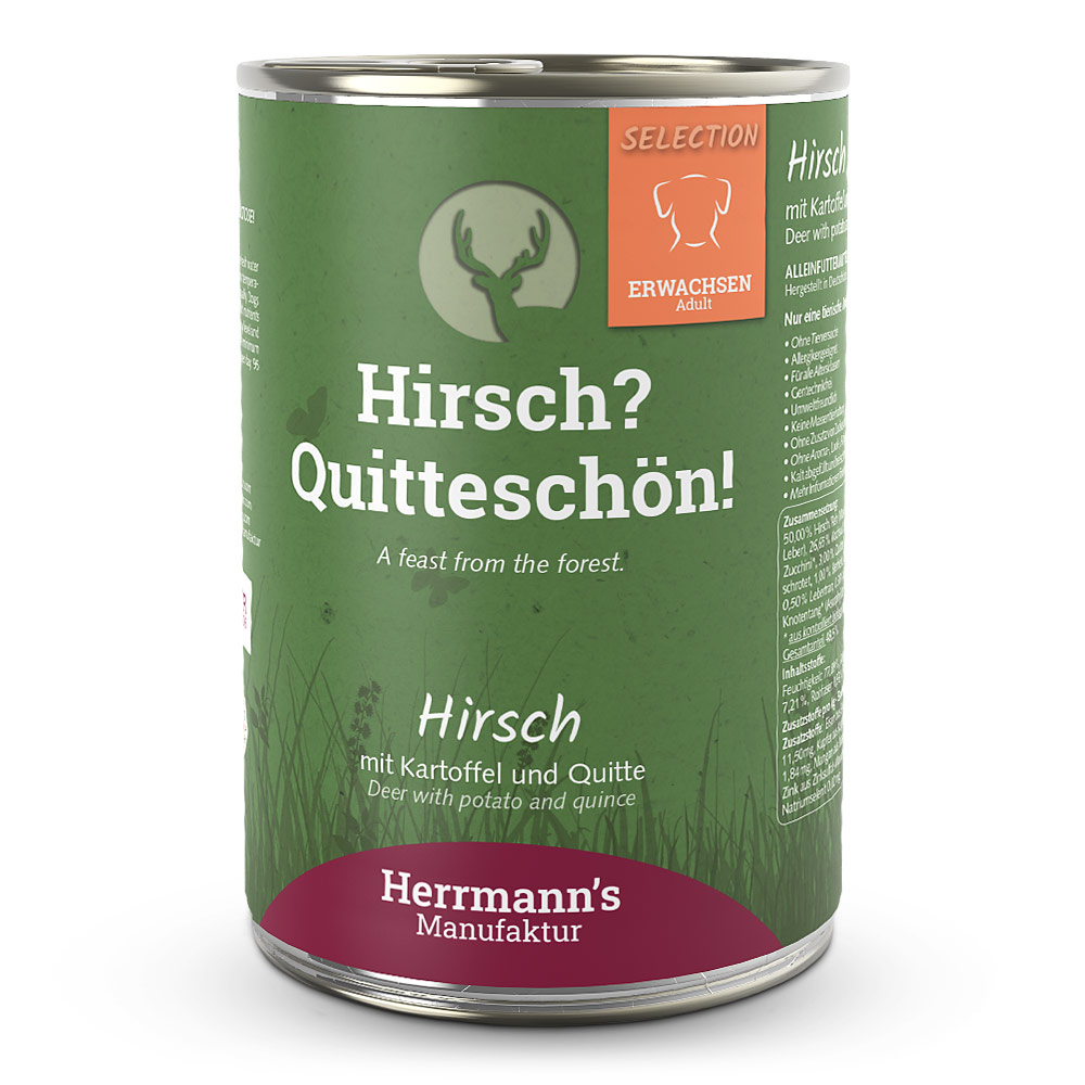 Herrmann's Dog Adult Bio-Hirsch mit Kartoffel und Quitte