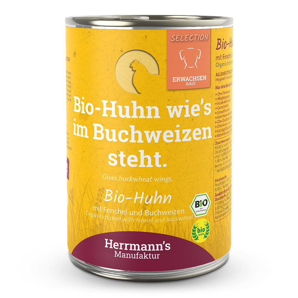 Herrmann's Dog Adult Bio-Huhn mit Fenchel und Buchweizen