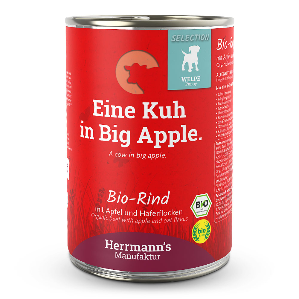 Herrmann's Dog Welpe Bio-Rind mit Apfel und Haferflocken
