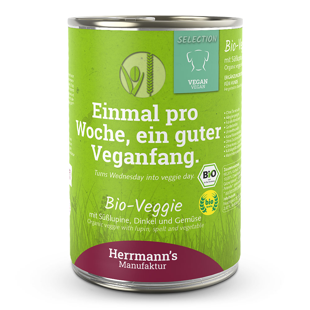 Herrmann's Adult Dog Bio-Veggie mit weißer Süßlupine, Dinkel und Gemüse