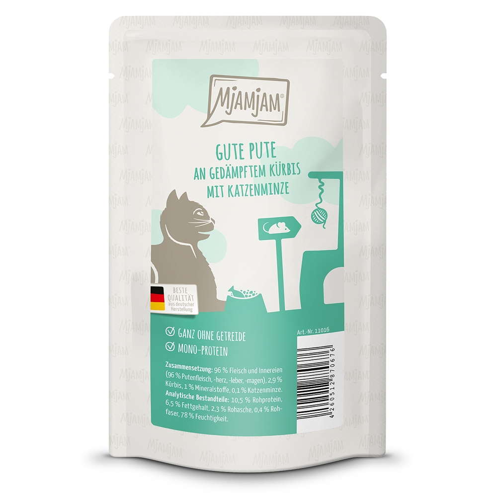 MjAMjAM Cat Quetschie Gute Pute & gedämpftem Kürbis