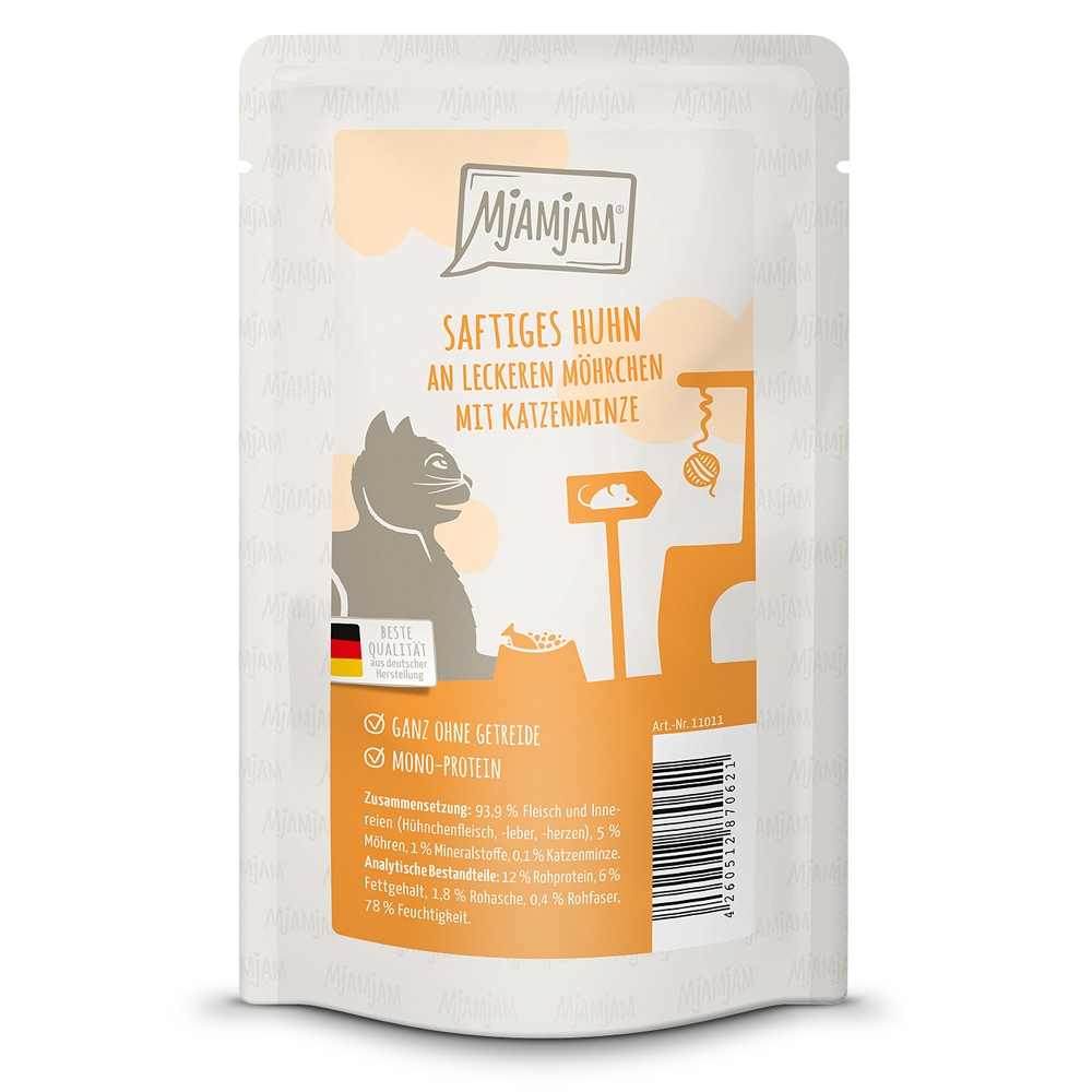 MjAMjAM Cat Quetschie Saftiges Huhn & leckeren Möhrchen