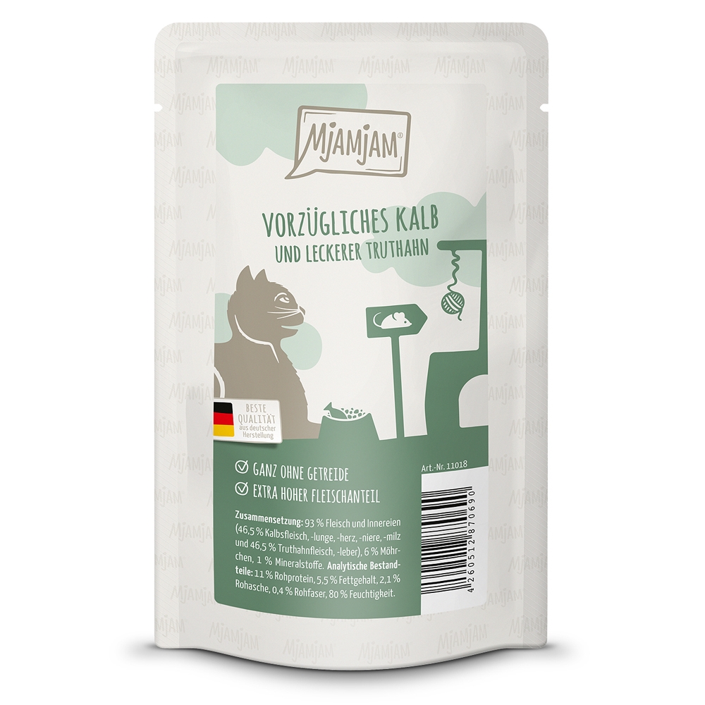 MjAMjAM Cat Quetschie Vorzügliches Kalb & Truthahn an leckeren Möhrchen