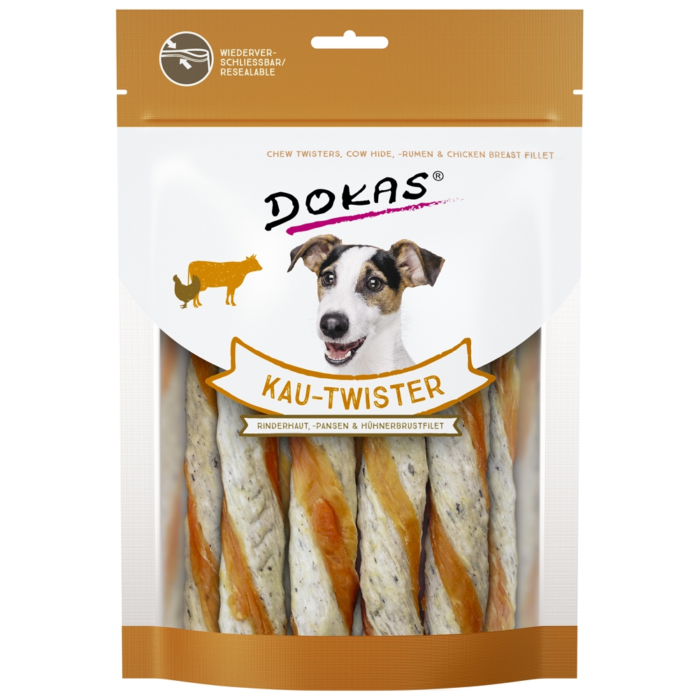 Dokas Dog Kau-Twister Rinderhaut, Pansen & Hühnerbrust