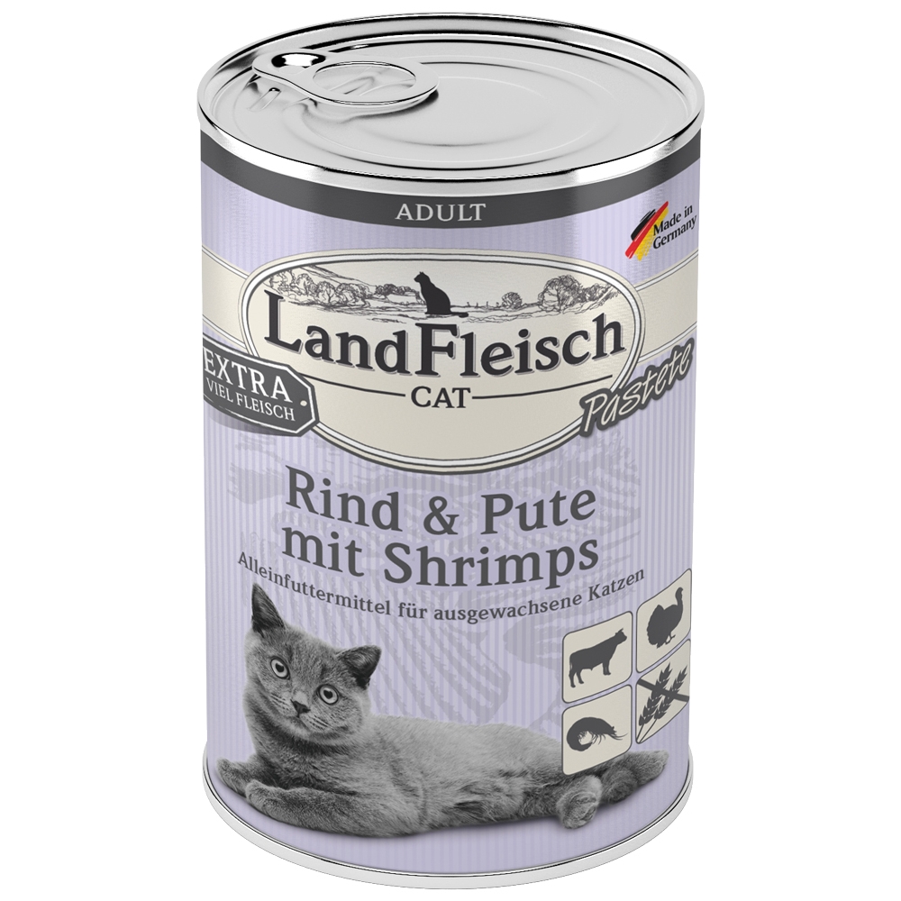 LandFleisch Cat Pastete Rind, Pute & Shrimps