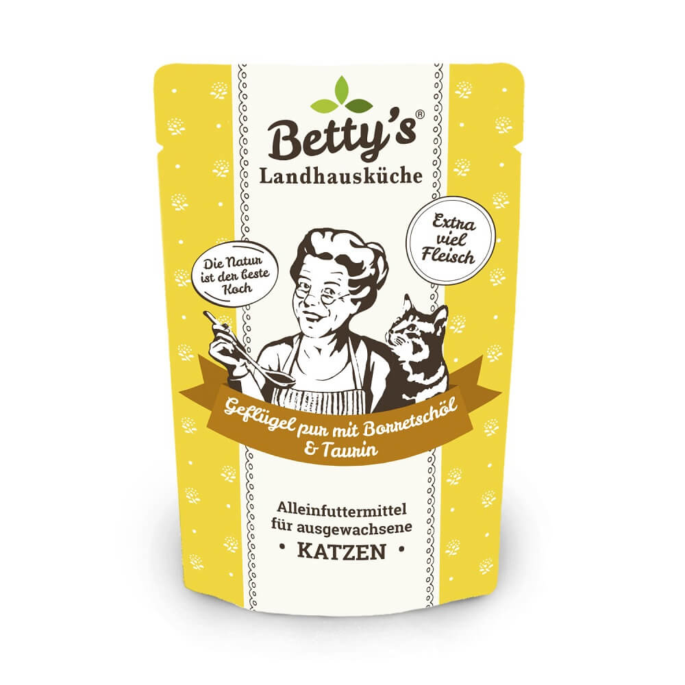 Betty´s Landhausküche Frischebeutel Katze Geflügel pur mit Borretschöl (100 g)