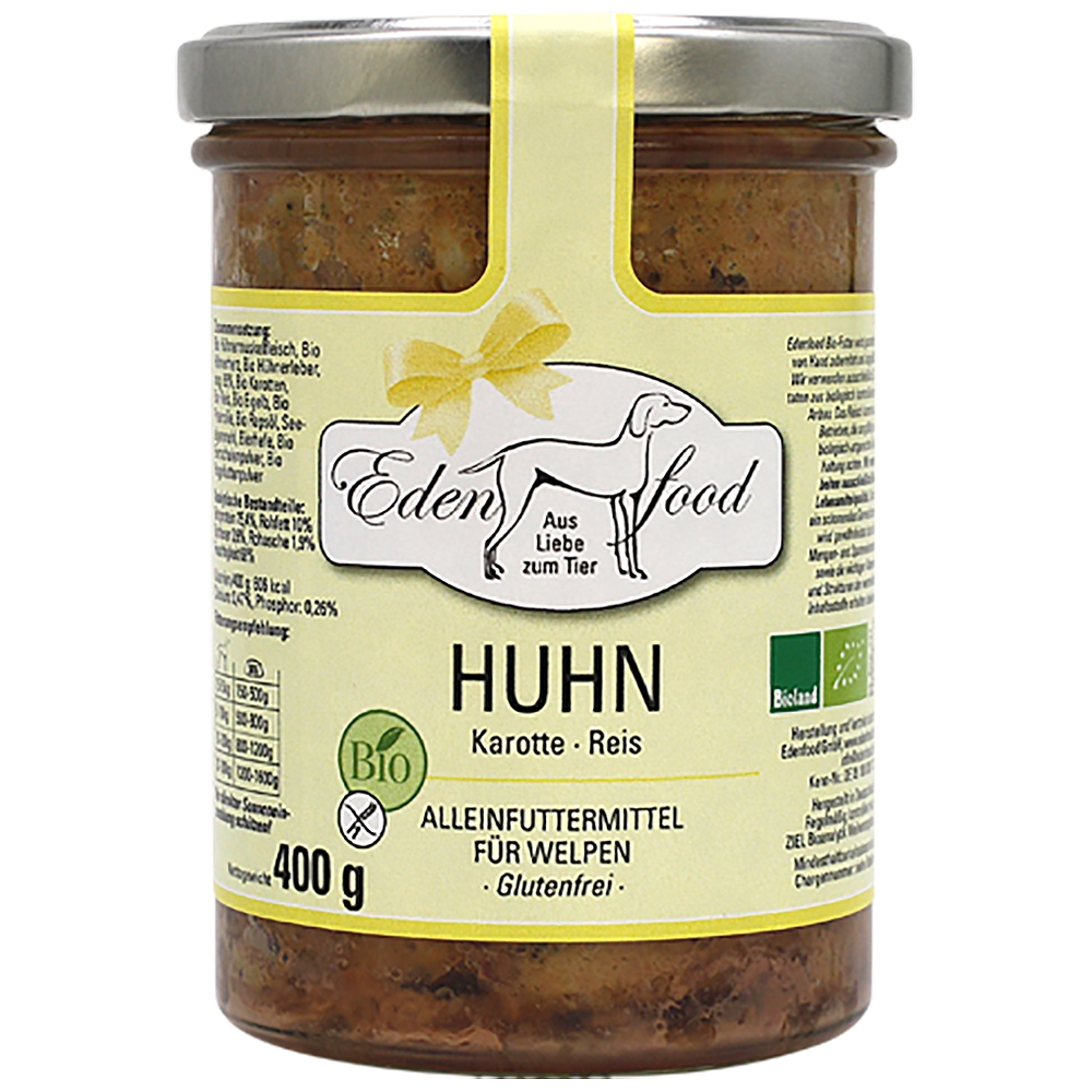 Edenfood Dog Bio-Menü Welpe Huhn, Karotte, Naturreis & Petersilie