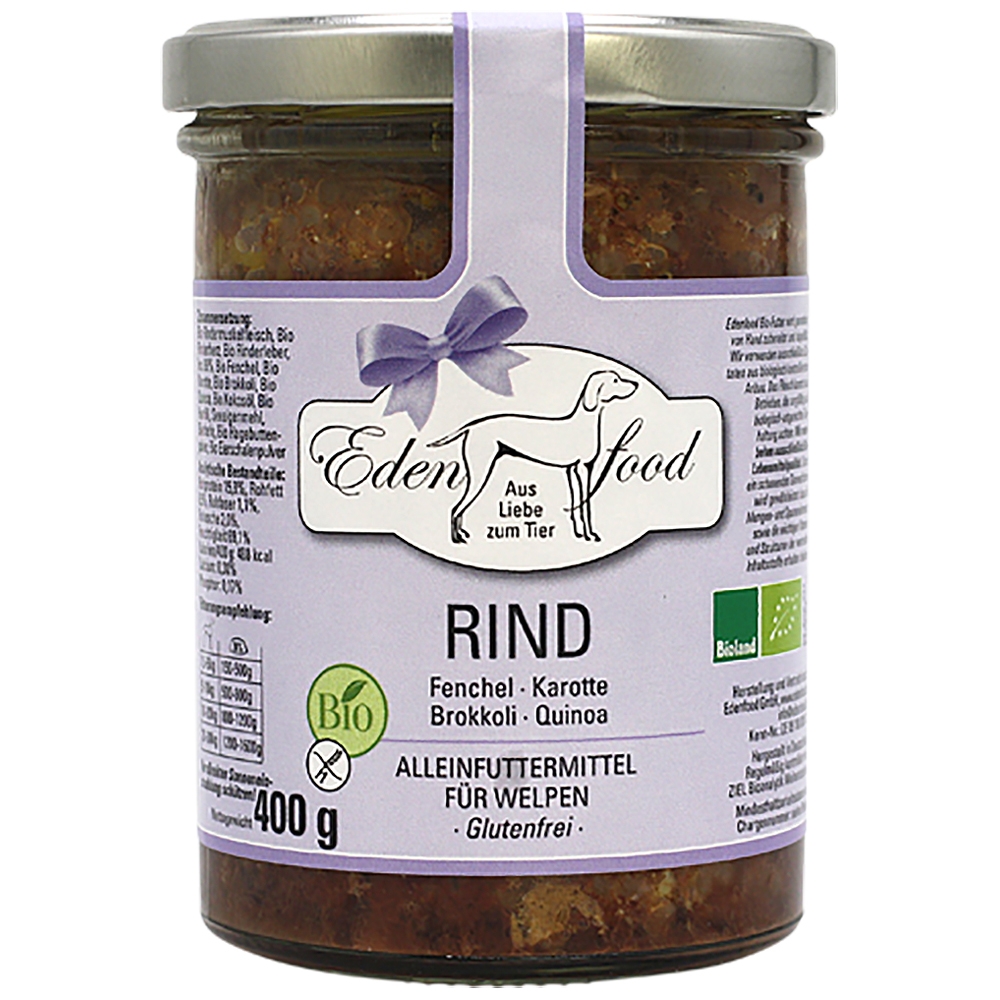 Edenfood Dog Bio-Menü Welpe Rind, Fenchel, Karotte, Brokkoli & Quinoa