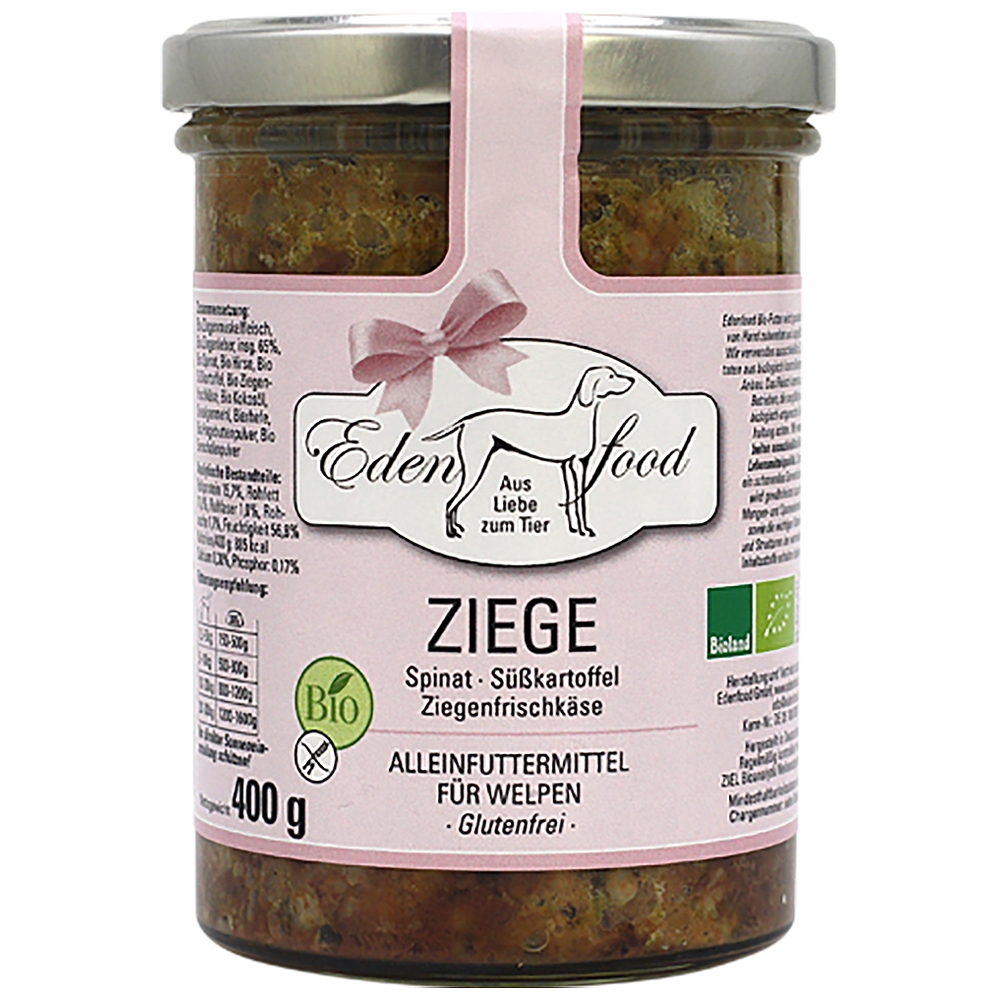 Edenfood Dog Bio-Menü Welpe Ziege, Spinat, Hirse & Süßkartoffel