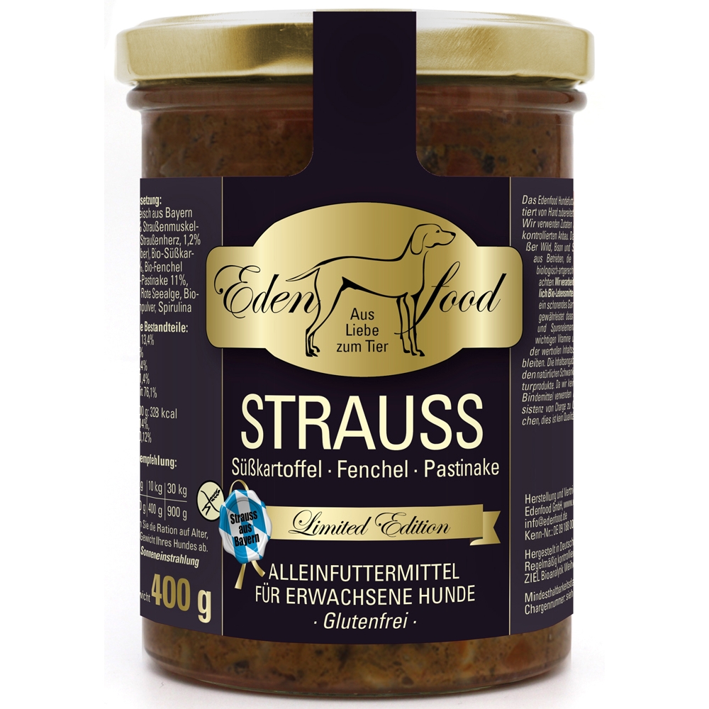 Edenfood Dog Limited Edition Bio- Menü Strauss, Süßkartoffel & Fenchel