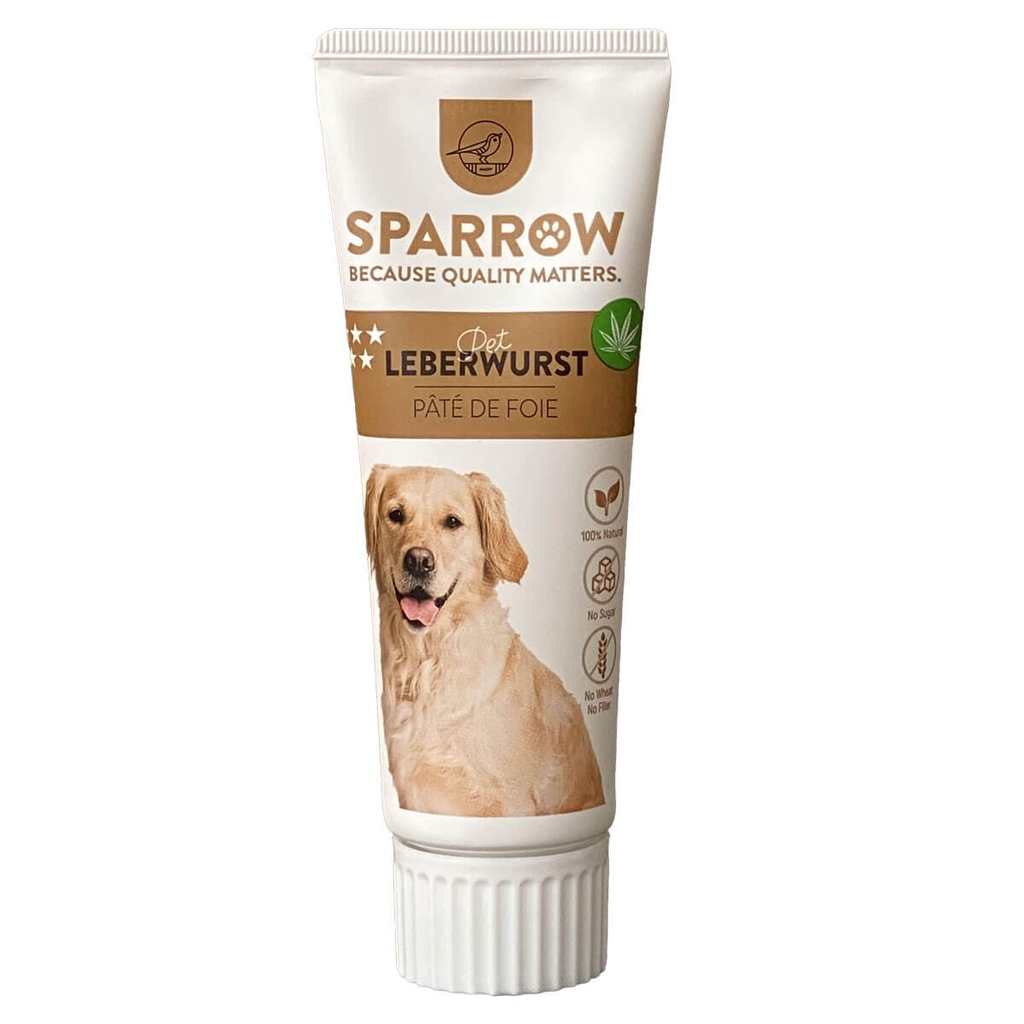 SPARROW Dog Pet Snack Leberwurst mit CBD 75g