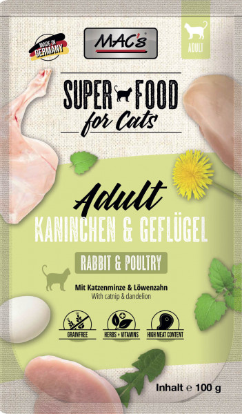Mac's Cat Pouchpack Kaninchen & Geflügel 100g