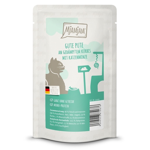 MjAMjAM Cat Quetschie Gute Pute & gedämpftem Kürbis