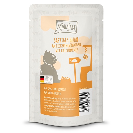 MjAMjAM Cat Quetschie Saftiges Huhn & leckeren Möhrchen