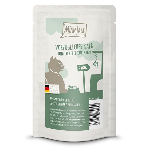 MjAMjAM Cat Quetschie Vorzügliches Kalb & Truthahn an leckeren Möhrchen