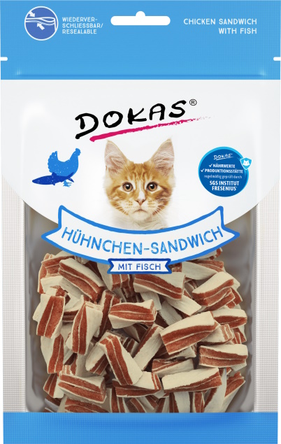 Dokas Cat Hühnchen-Sandwich mit Fisch
