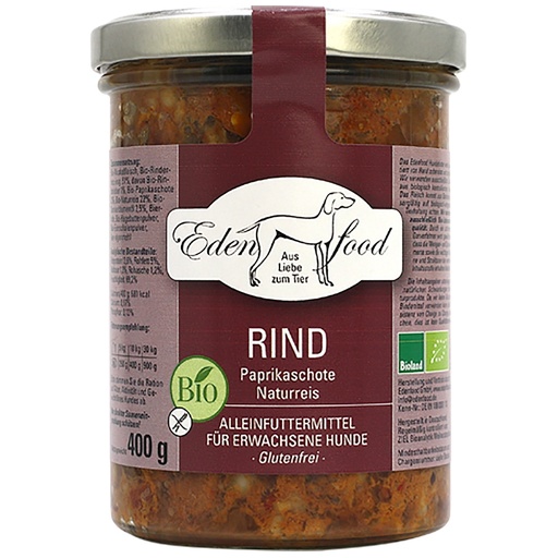 Edenfood Dog Bio-Menü Rind 1, Paprikaschote & Naturreis