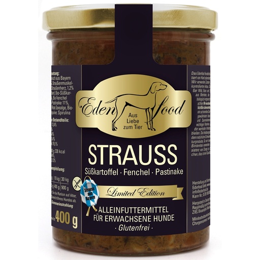 Edenfood Dog Limited Edition Bio- Menü Strauss, Süßkartoffel & Fenchel