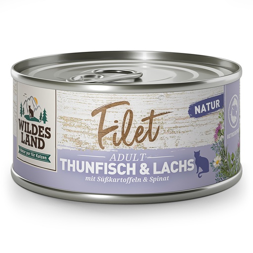 Wildes Land Filet Thunfisch & Lachs mit Süßkartoffeln & Spinat 