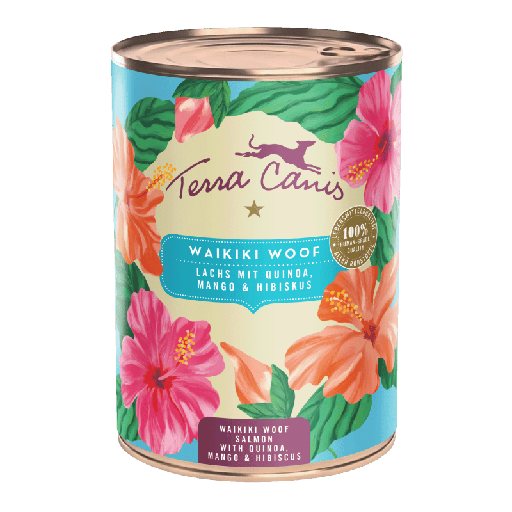 Terra Canis Flower Menu Waikiki Woof Lachs mit Quinoa, Mango und Hibiskus