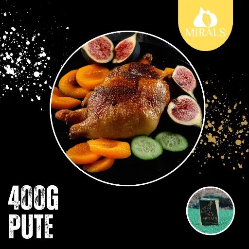 MIRALS Leichte Putenwürfel an Gurken-Feldsalat mit Feigen-Aprikosen Pürée